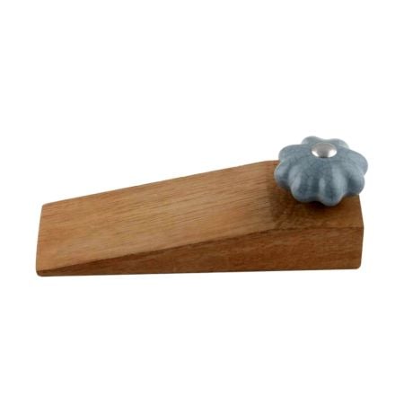 2 Pieces Grey Crackle Melon Ceramic Wooden Door Stopper